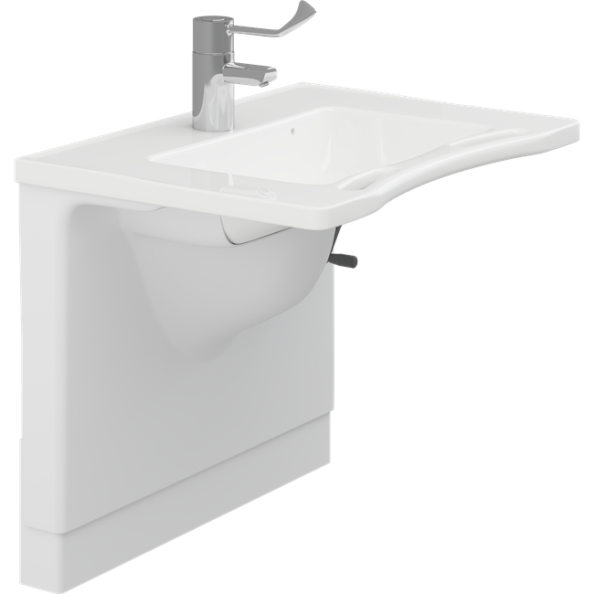 Solution with MATRIX basin unit, manually height adjustable, and MATRIX MEDIUM wash basin