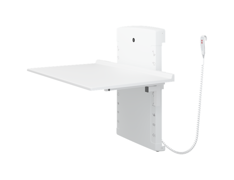 Changing table, 800 x 1400 mm, electrically height adjustable, foldable