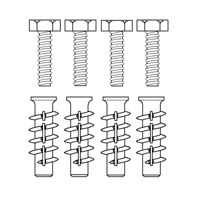 Mounting kit V8653 (4 pcs), for aerated concrete