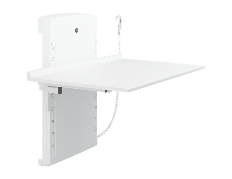 Changing table, 800 x 1400 mm, electrically height adjustable, foldable