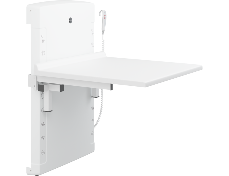 Changing table, 800 x 800 mm, electrically height adjustable, foldable