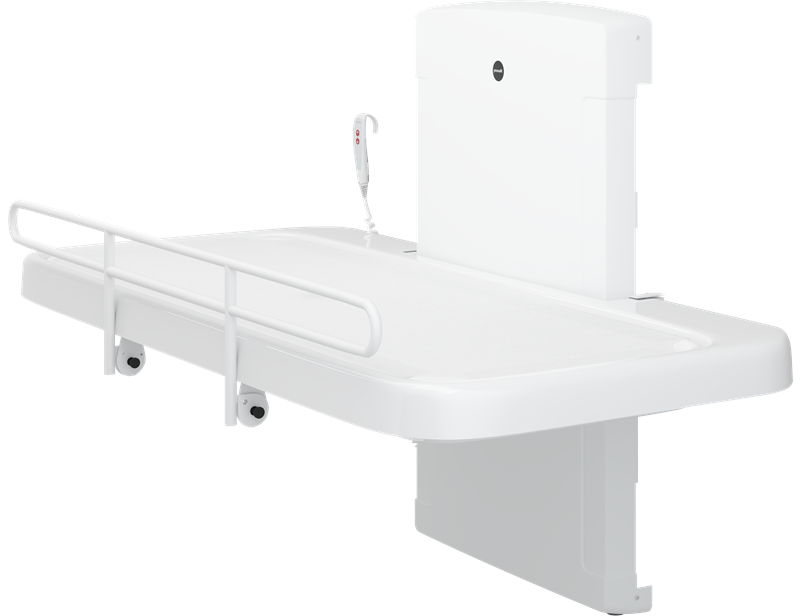 SCT 2000 shower change table, mesh cover, electrically height adjustable