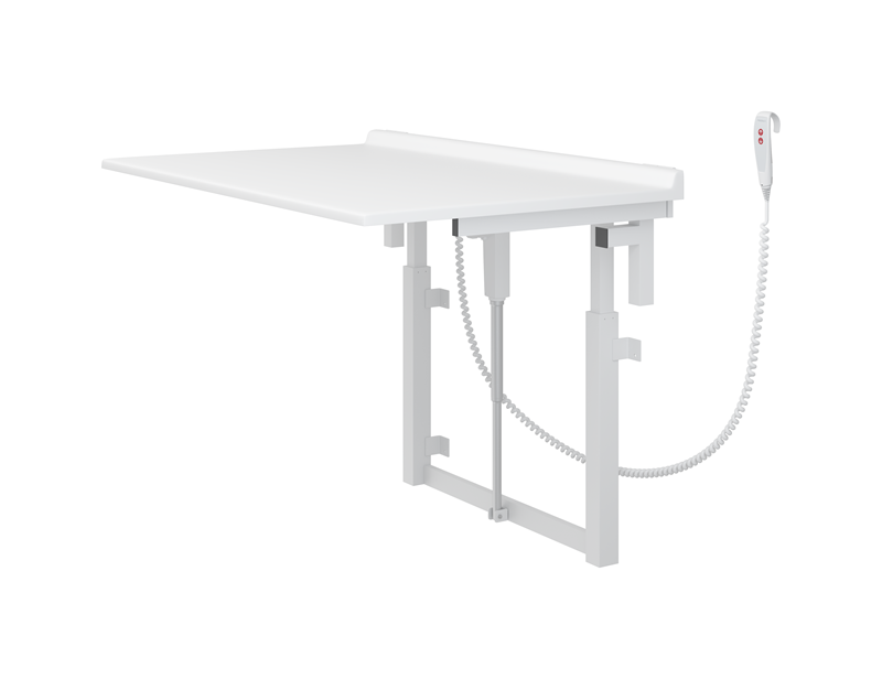 Table à langer, 800 x 1400 mm, réglable en hauteur électriquement, rabattable