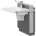 Solution with SELECT wash basin bracket, electrically height adjustable, and MATRIX SMALL wash basin