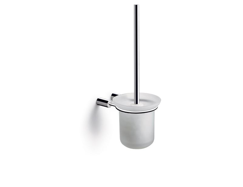 Pressalit Choice Toiletborstelgarnituur voor wandmontage met glazen inzet, glanzend staal