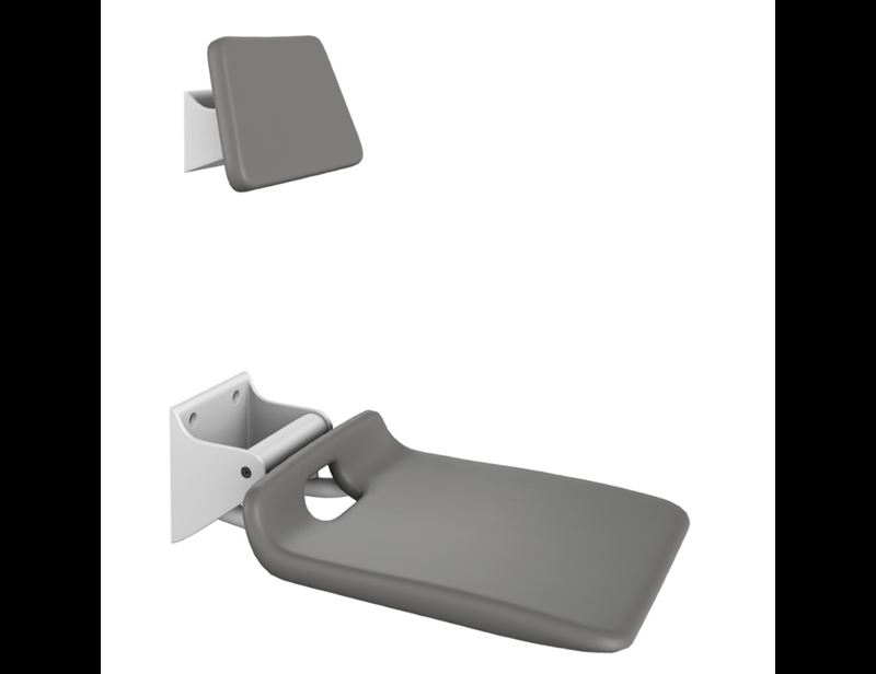 Solution with VALUE IV folding shower seat, fixed height and VALUE lV back rest
