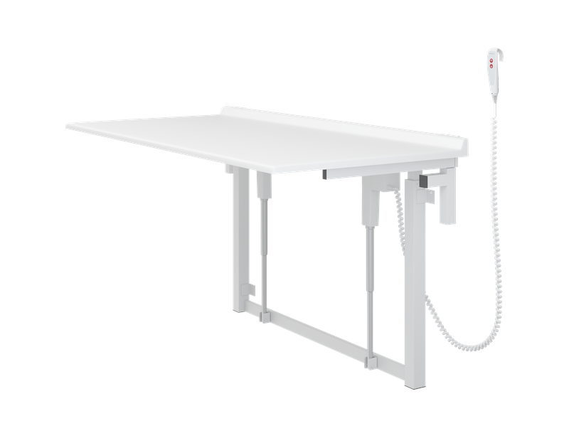Table à langer, 800 x 1800 mm, réglable en hauteur électriquement, rabattable
