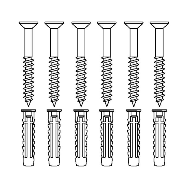 Bevestigingsmateriaal V8600 (6 pcs),voor massieve muren