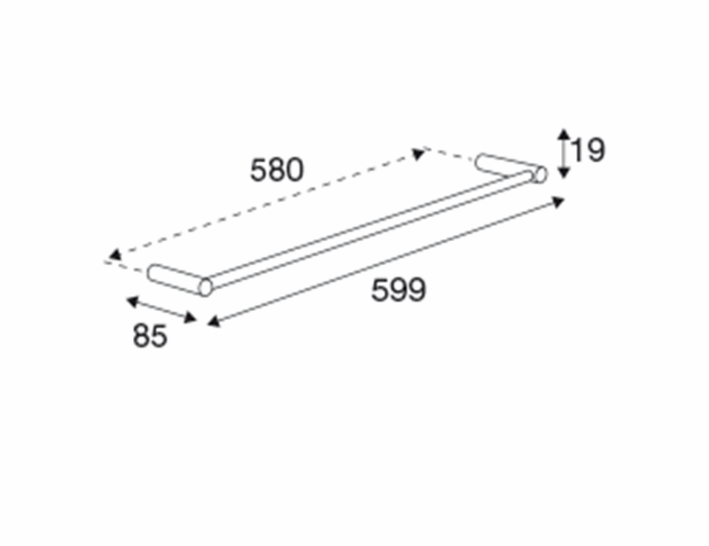 Pressalit Choice Porte-serviettes 60 x 8,5 cm, simple, acier poli