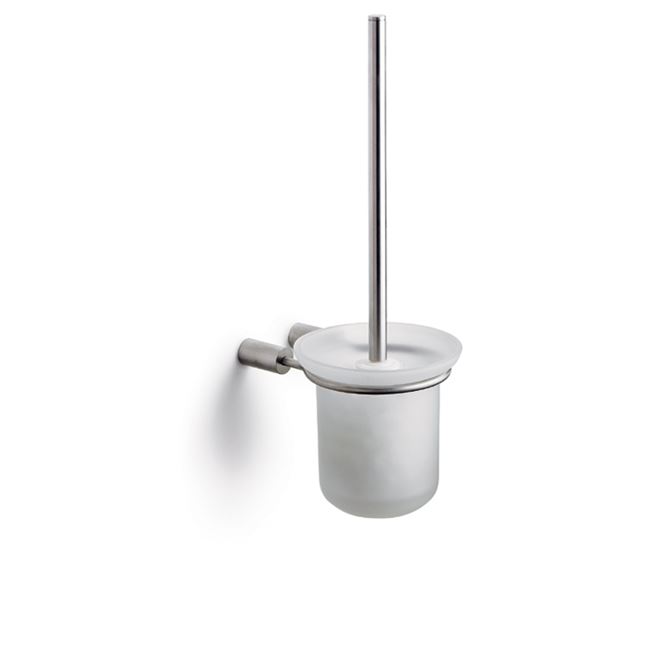Pressalit Choice Toilet brush for wall with glass bowl, brushed steel