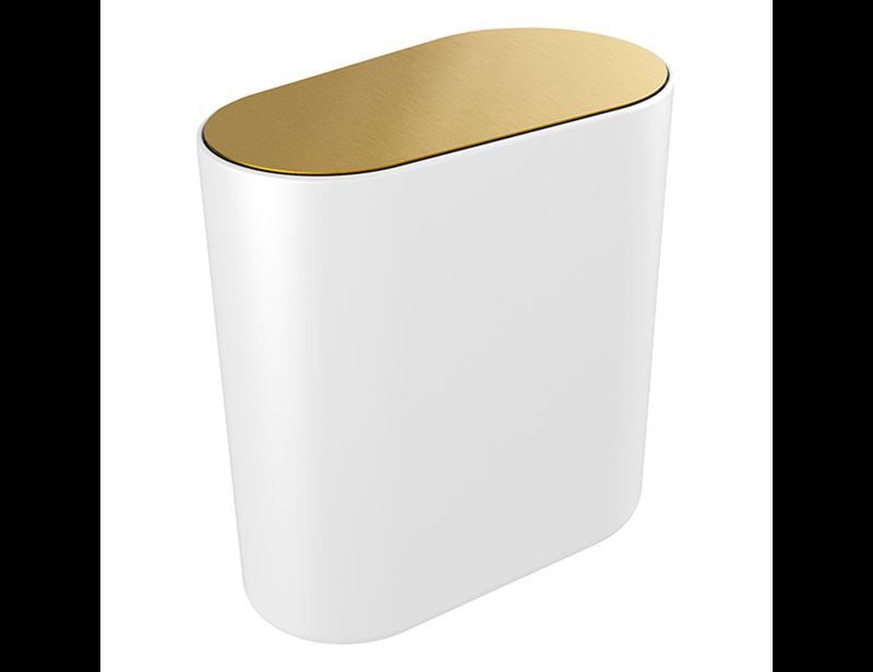 Pressalit Style Toilet wastebasket, brushed brass/white
