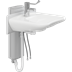 Solution with PLUS wash basin bracket, electrically height adjustable and MATRIX CURVE wash basin