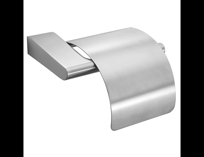 Pressalit Style Toilet paper holder w/cover, brushed steel