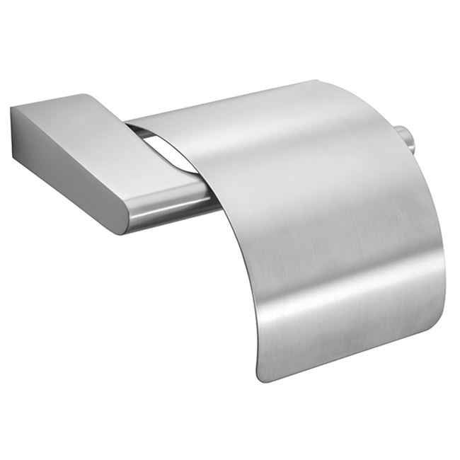 Pressalit Style Toilet paper holder w/cover, brushed steel