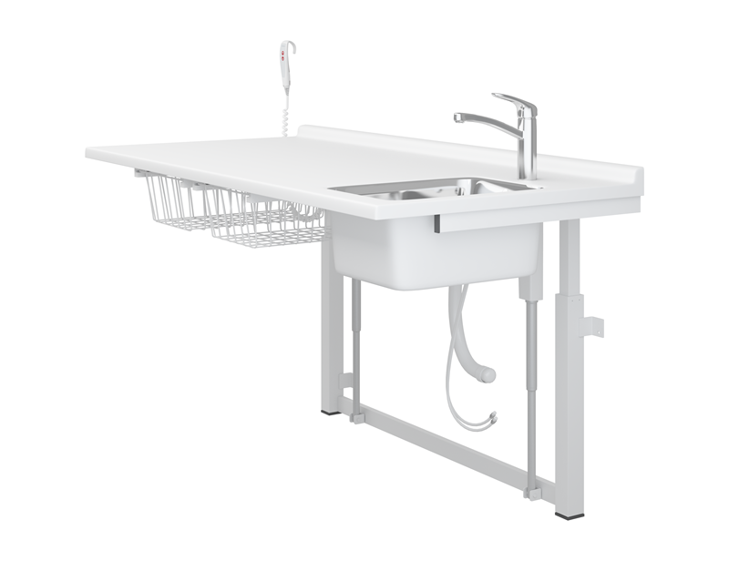Table à langer, 800 x 1800 mm, réglable en hauteur électriquement, avec lavabo